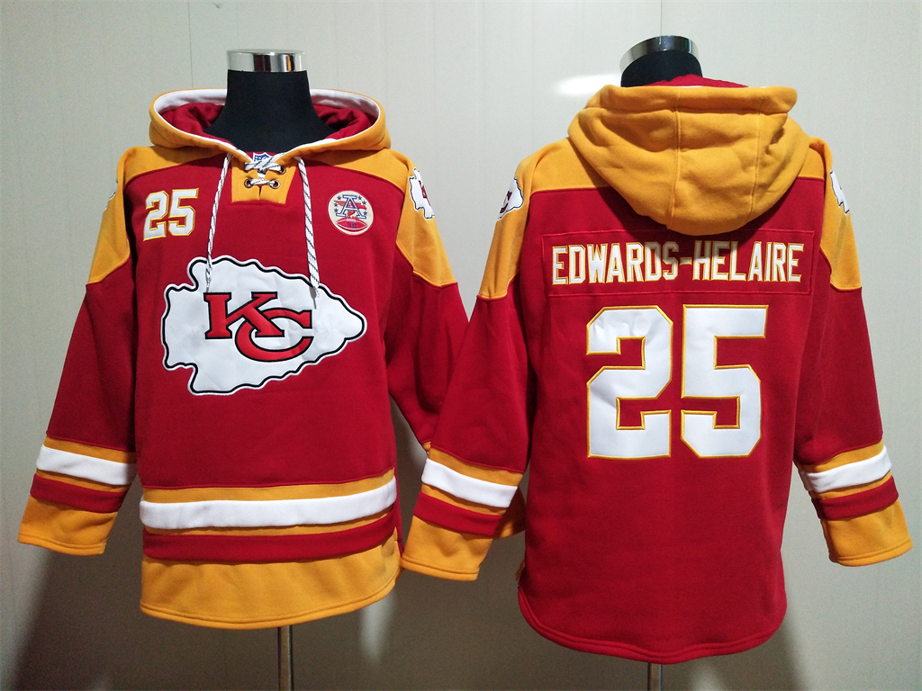 Kansas City Chiefs #25 Clyde Edwards-Helaire Hoodies Sweatshirts with Customized Design Embroidered Jerseys